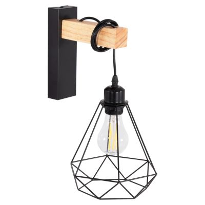 WALL SCONCE GROB HM4474 METAL-WOOD 20x26x38.5Hcm.