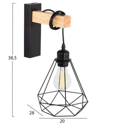 WALL SCONCE GROB HM4474 METAL-WOOD 20x26x38.5Hcm.