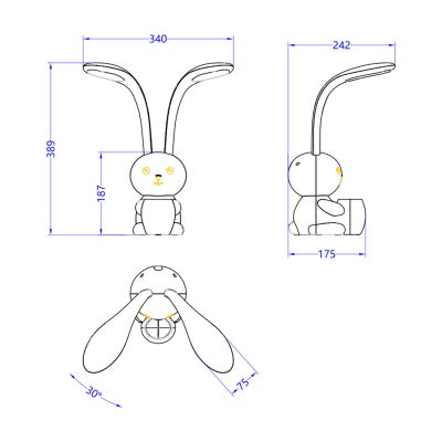 KIDS DESK LAMP LED BADOO HM4456.01 BUNNY FIGURE WITH PENHOLDER YELLOW ABS