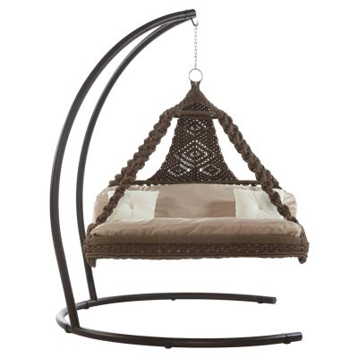 HAMMOCK AUGUST 2-SEATER MACRAME ROPE-STEEL BROWN 156x90x160Hcm.HM5898.01