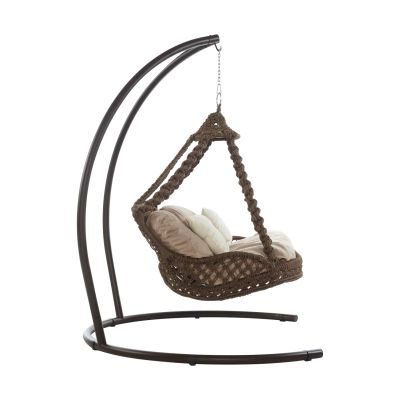 HAMMOCK AUGUST 2-SEATER MACRAME ROPE-STEEL BROWN 156x90x160Hcm.HM5898.01