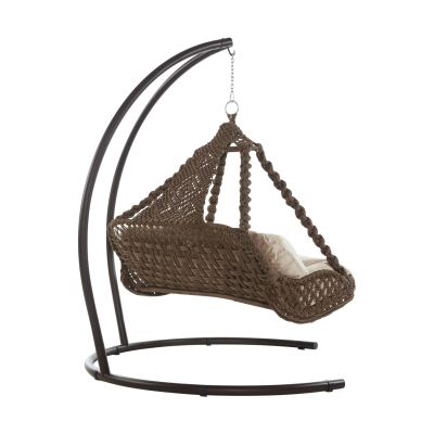 HAMMOCK AUGUST 2-SEATER MACRAME ROPE-STEEL BROWN 156x90x160Hcm.HM5898.01