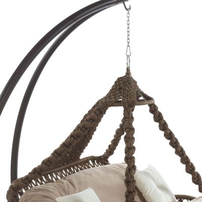 HAMMOCK AUGUST 2-SEATER MACRAME ROPE-STEEL BROWN 156x90x160Hcm.HM5898.01