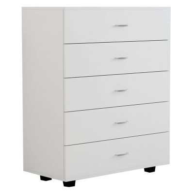 MELAMINE DRESSER THORG HM8995.03 WITH 5 WHITE DRAWERS 80Χ40Χ100Hcm.