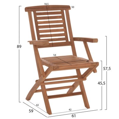 OUTDOOR DINING SET CRANDER HM21288 TABLE & 6 DINING CHAIRS FOLDABLE--TEAK WOOD