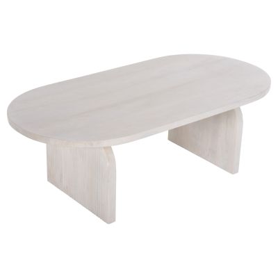 COFFEE TABLE OVAL HONKY HM9691 SOLID MANGO WOOD IN WHITE 120x60x40Hcm.