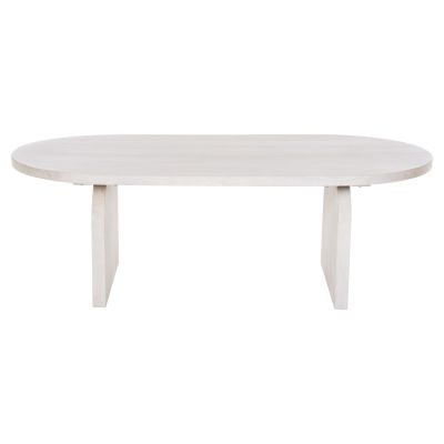 COFFEE TABLE OVAL HONKY HM9691 SOLID MANGO WOOD IN WHITE 120x60x40Hcm.