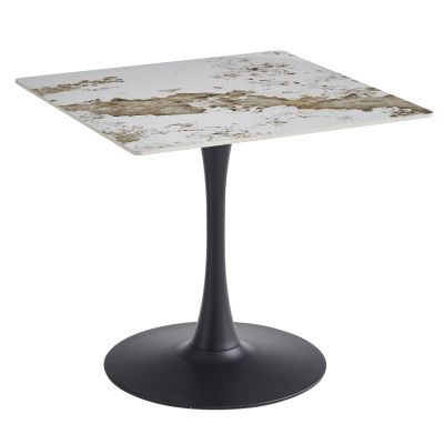 DINING TABLE TETRAN HM18315.02 BLACK METAL BASE--SINTERED STONE TOP IN PANDORA COLOR 80x80x74Hcm