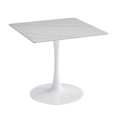 DINING TABLE TETRAN HM18315.01 METAL IN WHITE--SINTERED STONE TOP IN SNOW WHITE COLOR 80x80x74Hcm