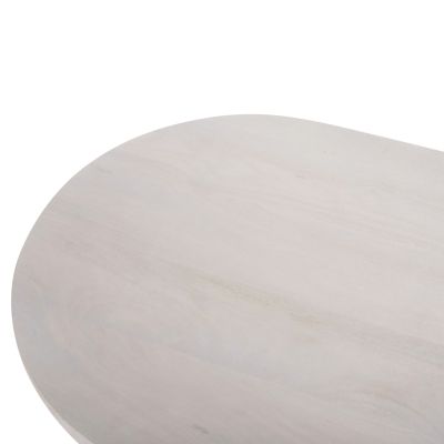 COFFEE TABLE OVAL HONKY HM9691 SOLID MANGO WOOD IN WHITE 120x60x40Hcm.