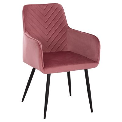 DINING ARMCHAIR LATRELL HM8582.12 DUSTY PINK VELVET & BLACK METAL LEGS 54x57x84Hcm.