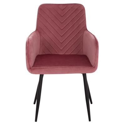 DINING ARMCHAIR LATRELL HM8582.12 DUSTY PINK VELVET & BLACK METAL LEGS 54x57x84Hcm.