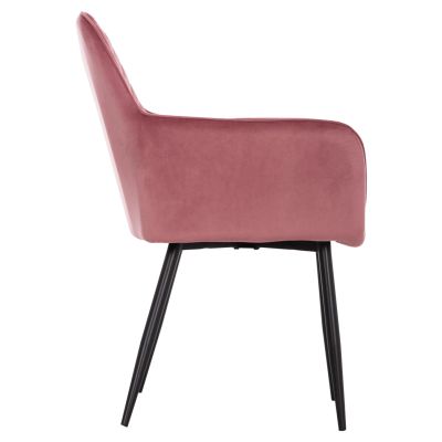 DINING ARMCHAIR LATRELL HM8582.12 DUSTY PINK VELVET & BLACK METAL LEGS 54x57x84Hcm.