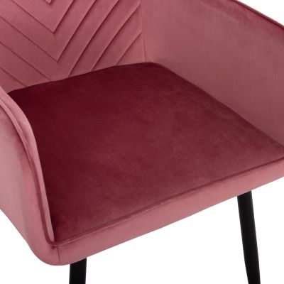 DINING ARMCHAIR LATRELL HM8582.12 DUSTY PINK VELVET & BLACK METAL LEGS 54x57x84Hcm.