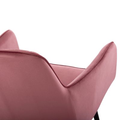 DINING ARMCHAIR LATRELL HM8582.12 DUSTY PINK VELVET & BLACK METAL LEGS 54x57x84Hcm.