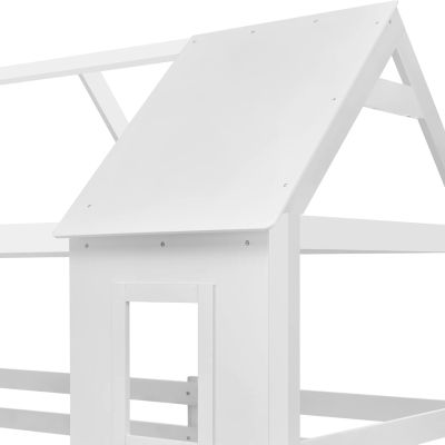 CHILDREN'S BUNKBED t.MONTESSORI HOOD HM705.03 PINE WOOD IN WHITE-MATTRESSES 190x90cm.