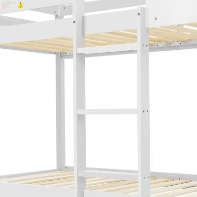 CHILDREN'S BUNKBED t.MONTESSORI HOOD HM705.03 PINE WOOD IN WHITE-MATTRESSES 190x90cm.