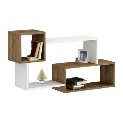 WALL SHELVES TANNER HM8948.11 MELAMINE IN NATURAL-WHITE 90,5x20x51Hcm.