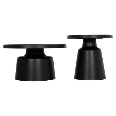 SET 2 COFFEE TABLES RINKON2 HM18304.02 ALL METAL IN BLACK Φ49cm & Φ69cm