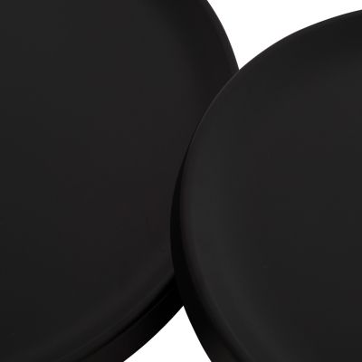 SET 2 COFFEE TABLES RINKON2 HM18304.02 ALL METAL IN BLACK Φ49cm & Φ69cm