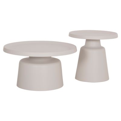 SET 2 COFFEE TABLES RINKON2 HM18304.01 ALL METAL IN WHITE Φ49cm & Φ69cm