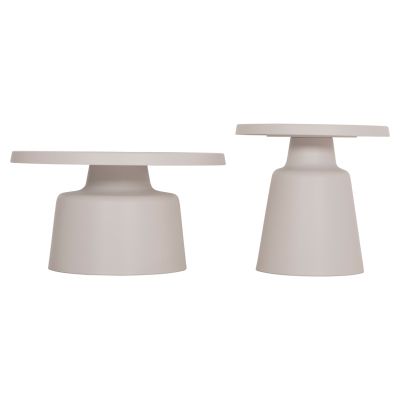 SET 2 COFFEE TABLES RINKON2 HM18304.01 ALL METAL IN WHITE Φ49cm & Φ69cm