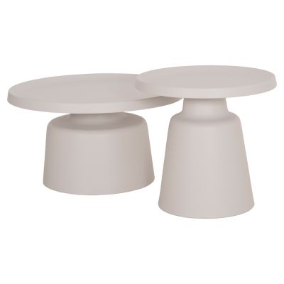SET 2 COFFEE TABLES RINKON2 HM18304.01 ALL METAL IN WHITE Φ49cm & Φ69cm
