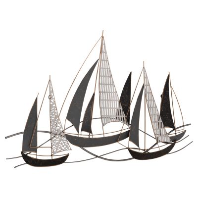 METAL WALL DECORATION HM7160 COAL WHITE GOLD 91x3x55Η cm.