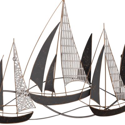 METAL WALL DECORATION HM7160 COAL WHITE GOLD 91x3x55Η cm.