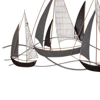 METAL WALL DECORATION HM7160 COAL WHITE GOLD 91x3x55Η cm.