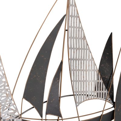 METAL WALL DECORATION HM7160 COAL WHITE GOLD 91x3x55Η cm.