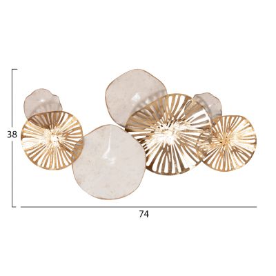 METALLIC WALL DECORATION HM7177 GOLD WHITE 74x10x38Η cm.