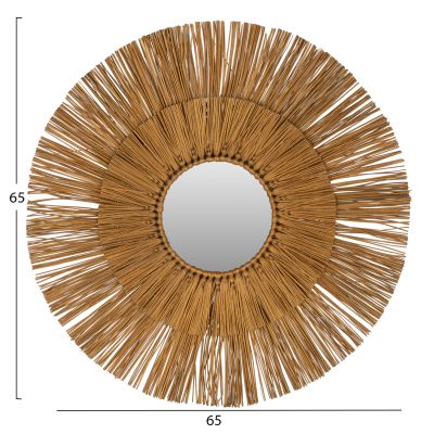 WALL MIRROR ROUND WITH MENDONG GRASS FRAME IN GOLD COLOR Φ65cm.HM7801