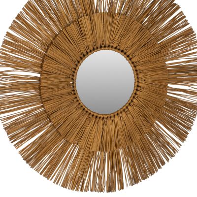 WALL MIRROR ROUND WITH MENDONG GRASS FRAME IN GOLD COLOR Φ65cm.HM7801