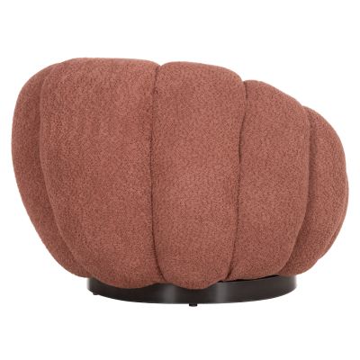 КРЕСЛО ВЪРТЕЩО GRYMM HM9601.02 РОЗОВО БУКЛЕ-ЧЕРНА МЕТАЛНА ОСНОВА 90x93x65Hcm.