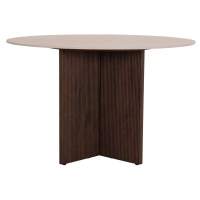DINING TABLE ROUND SKY HM18331 CERAMIC TOP IN TRAVERTINE STONE LOOK Φ120x76Hcm.