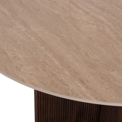 DINING TABLE ROUND SKY HM18331 CERAMIC TOP IN TRAVERTINE STONE LOOK Φ120x76Hcm.