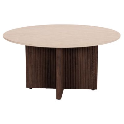 COFFEE TABLE SKY HM18329 CERAMIC TOP WITH TRAVERTINE STONE LOOK--MDF BASE Φ80x40H