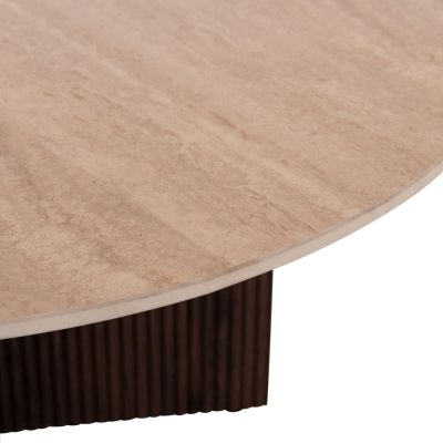 COFFEE TABLE SKY HM18329 CERAMIC TOP WITH TRAVERTINE STONE LOOK--MDF BASE Φ80x40H