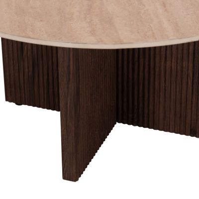 COFFEE TABLE SKY HM18329 CERAMIC TOP WITH TRAVERTINE STONE LOOK--MDF BASE Φ80x40H