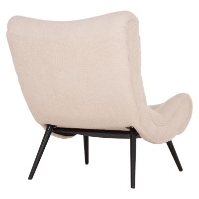 КРЕСЛО BRYM HM9605.06 ЕКРЮ МАТЕРИЯ БУКЛЕ-ЧЕРНИ ДЪРВЕНИ КРАКА 97x80x100Hcm.