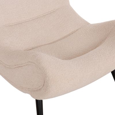 КРЕСЛО BRYM HM9605.06 ЕКРЮ МАТЕРИЯ БУКЛЕ-ЧЕРНИ ДЪРВЕНИ КРАКА 97x80x100Hcm.