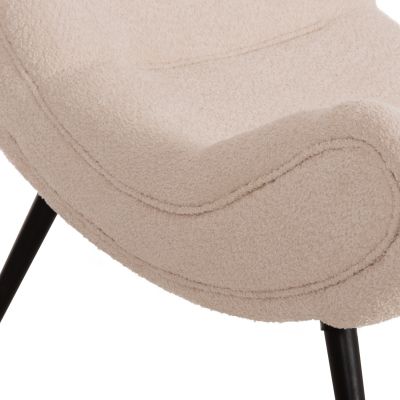 КРЕСЛО BRYM HM9605.06 ЕКРЮ МАТЕРИЯ БУКЛЕ-ЧЕРНИ ДЪРВЕНИ КРАКА 97x80x100Hcm.