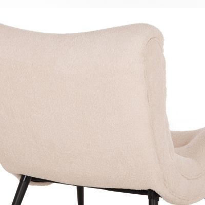 КРЕСЛО BRYM HM9605.06 ЕКРЮ МАТЕРИЯ БУКЛЕ-ЧЕРНИ ДЪРВЕНИ КРАКА 97x80x100Hcm.