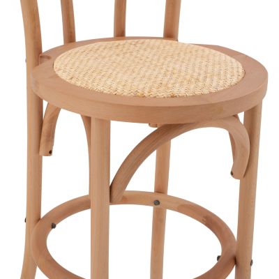 Дървен бар стол от бук в естествен цвят с мат 41x47x108 HM8749.01