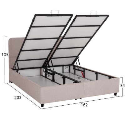 BED WITH STORAGE SPACE DOLORES HM631.32 BEIGE FABRIC- FOR MATTRERSS 160x200cm