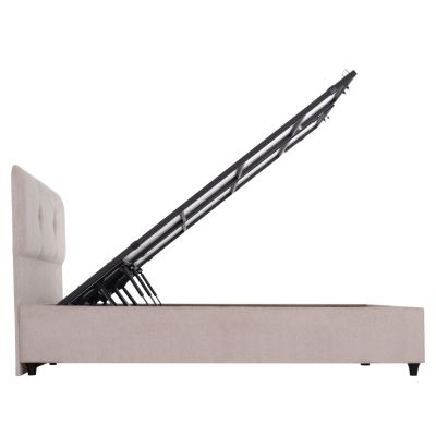BED WITH STORAGE SPACE DOLORES HM631.32 BEIGE FABRIC- FOR MATTRERSS 160x200cm