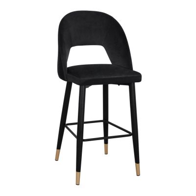 Bar Stool Harper HM8526.04 Velvet Black with metallic frame 50Χ51Χ111cm