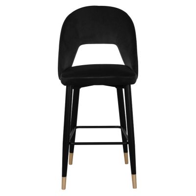 Bar Stool Harper HM8526.04 Velvet Black with metallic frame 50Χ51Χ111cm