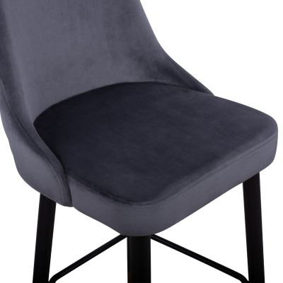 Bar Stool SERENITY HM8519.01 from velvet grey with metallic frame 51x57x110cm